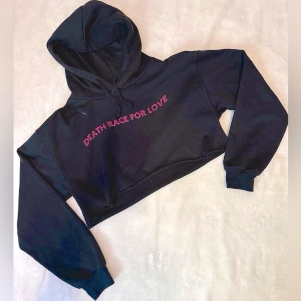 Juice WRLD Death Race For Love Cropped Rhinestone Hoodie